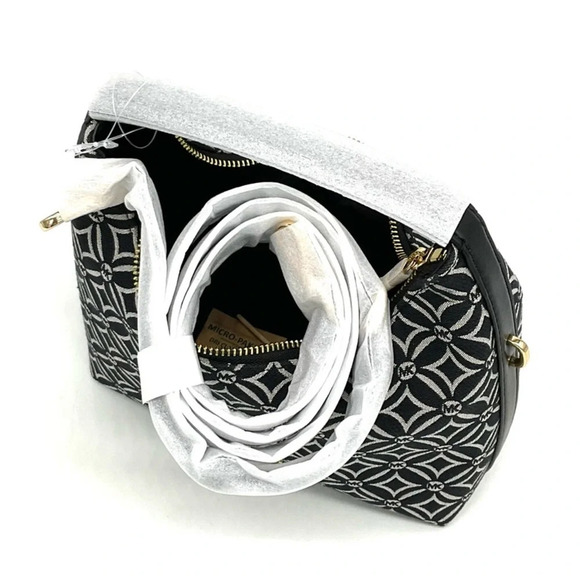 Michael Kors Ember Small Logo Jacquard Messenger Bag Black - Picture 8 of 11